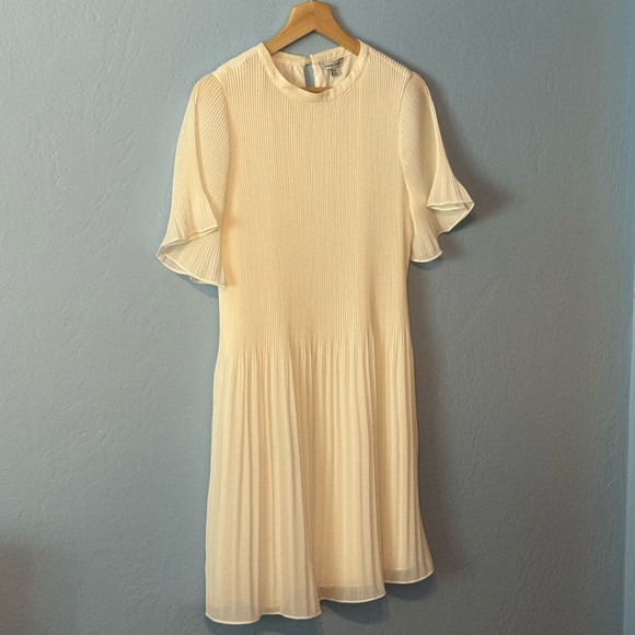 Naked Zebra Dresses & Skirts - 💕 Naked Zebra Cream Pleated Midi Dress with Flutter Sleeves 💕 3/$30 SALE!